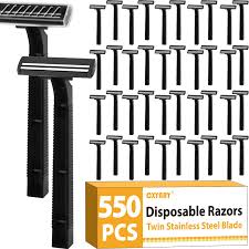 CXYARY 550 Pcs Twin Blade Disposable Razors With Clear Safety Cap- CASE